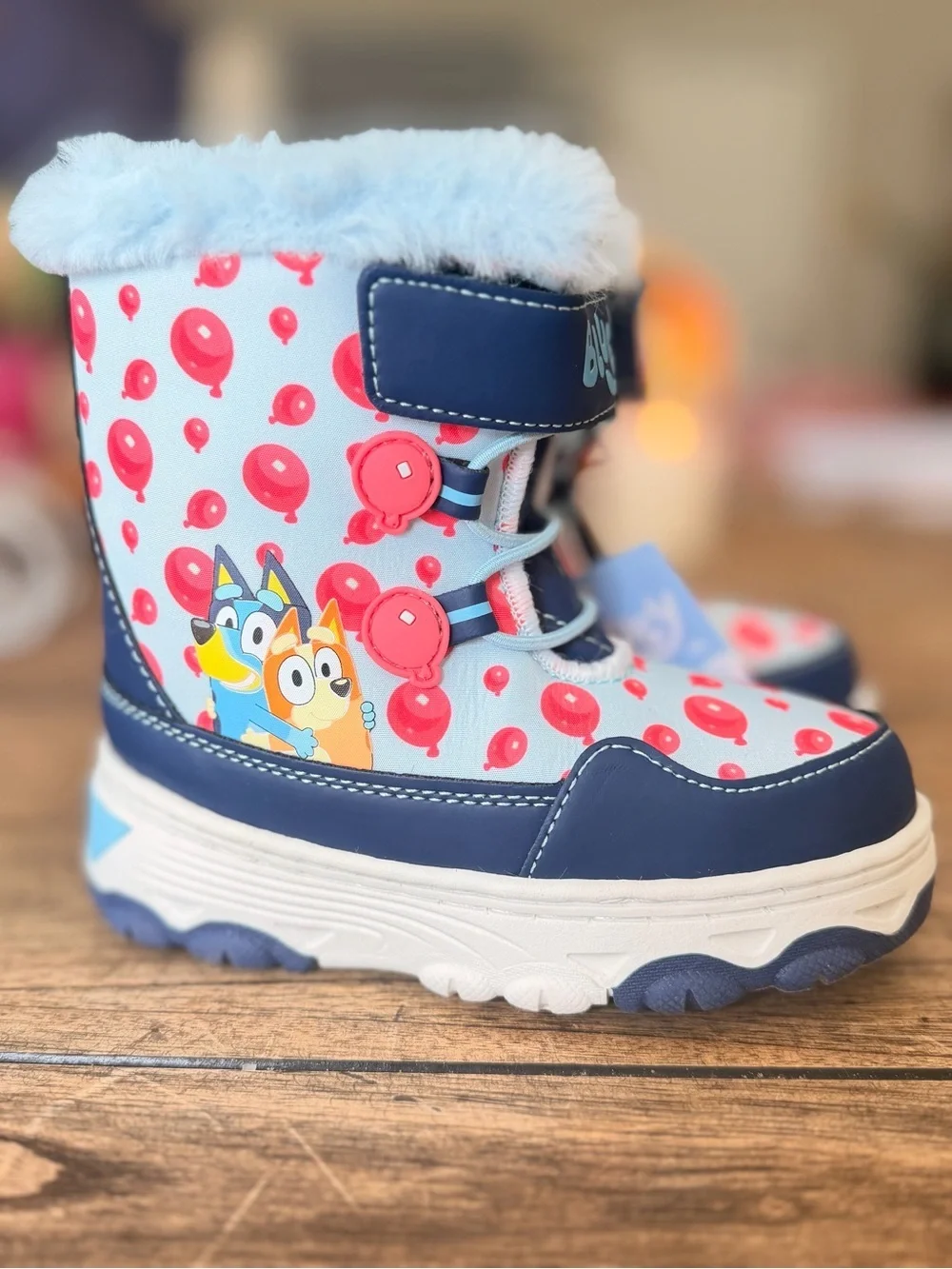 Bluey Toddler Kids Winter Boots with Faux Fur Trim size 9